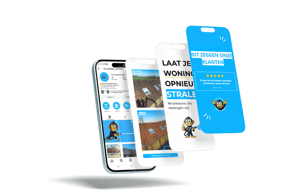 Voorbeelden social media posts van vm outdoor services